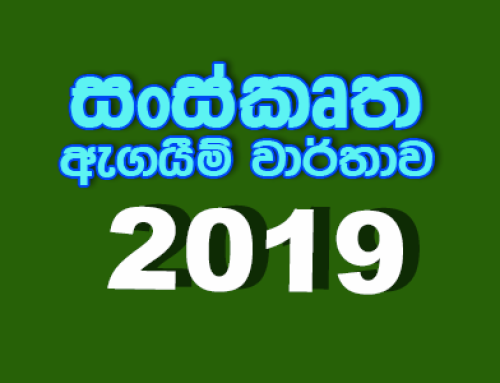සංස්කෘත ඇගයීම් වාර්තාව – පිරිවෙන් අවසාන විභාගය – 2019